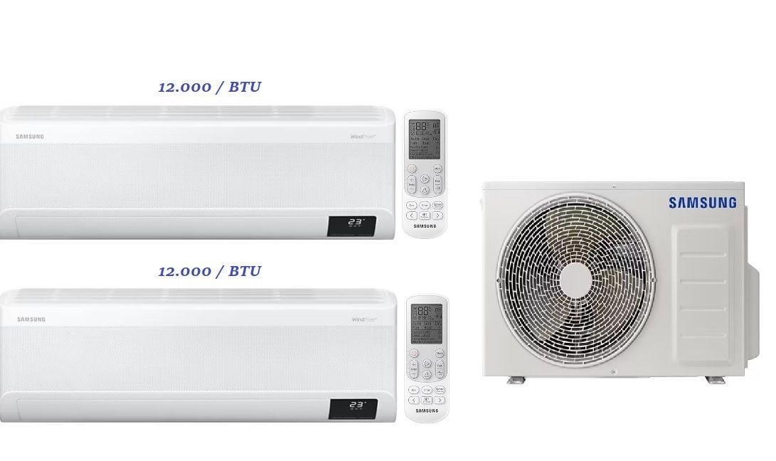 Samsung  AJ035TNAPKH 12000 Btu + AJ035TNAPKH 12000 Btu +  AJ068TXJ3KH Dış Ünite  23200 Btu